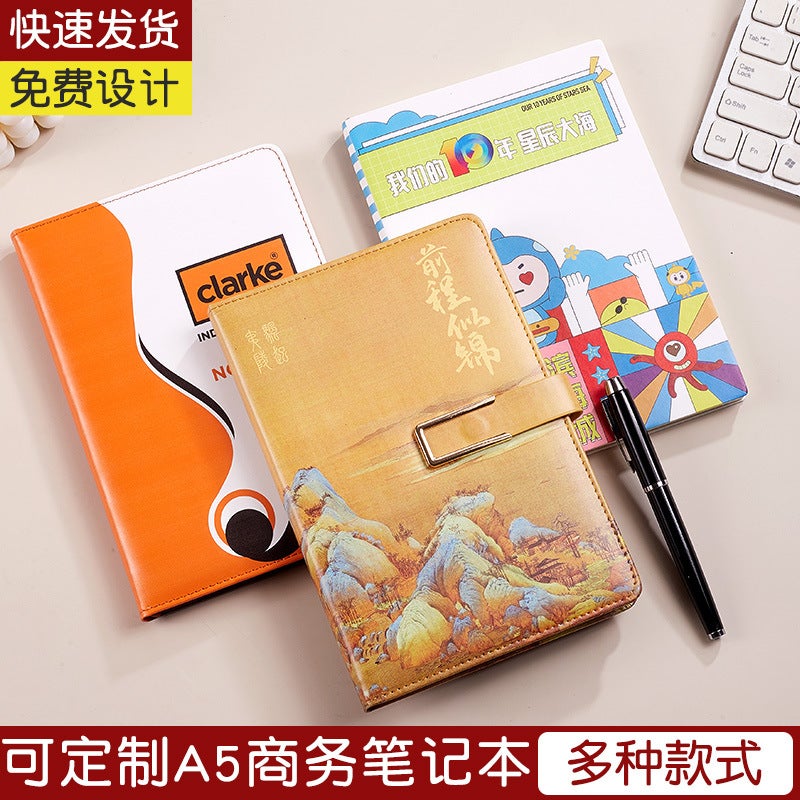 A5 Notebook Custom Gift Box Suit Full Color Printing Leather Surface To Picture Custom National Fashion Creative Pen - Image 4