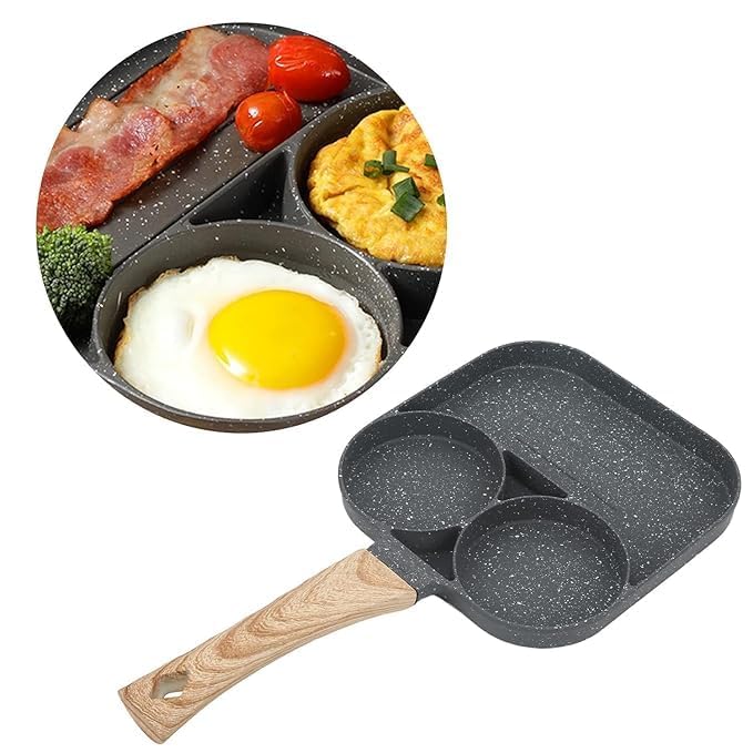 EDBIRET 3 in 1 Hole Pan Mini Frying Egg Nonstick Skillet Omelet Pan Suitable Medical Stone Cooker Breakfast Frying Pan - Image 3