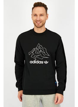 adidas Originals Men Sportswear Fit Long Sleeve Outdoor Sweater, Black and White  - Image 1