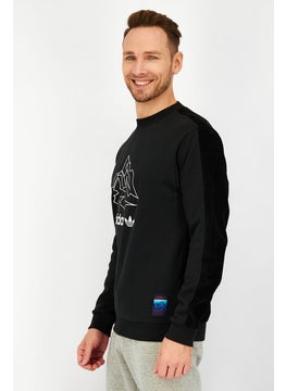 adidas Originals Men Sportswear Fit Long Sleeve Outdoor Sweater, Black and White  - Image 3