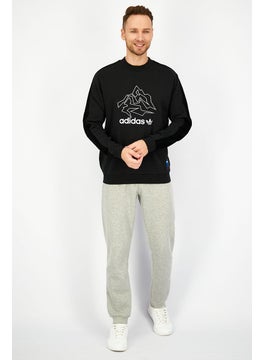 adidas Originals Men Sportswear Fit Long Sleeve Outdoor Sweater, Black and White  - Image 2