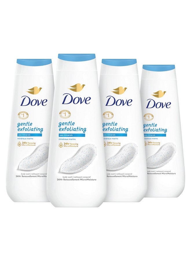 دوف غسول الجسم دوف المقشر اللطيف مع المعادن البحرية، 4 قطع، يكشف على الفور عن بشرة أكثر نعومة بشكل واضح، منظف يزيل البكتيريا بفعالية مع تغذية بشرتك، 20 أونصة - Image 1