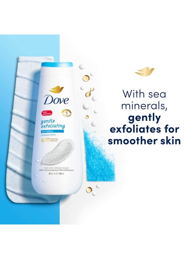 دوف غسول الجسم دوف المقشر اللطيف مع المعادن البحرية، 4 قطع، يكشف على الفور عن بشرة أكثر نعومة بشكل واضح، منظف يزيل البكتيريا بفعالية مع تغذية بشرتك، 20 أونصة - Image 3