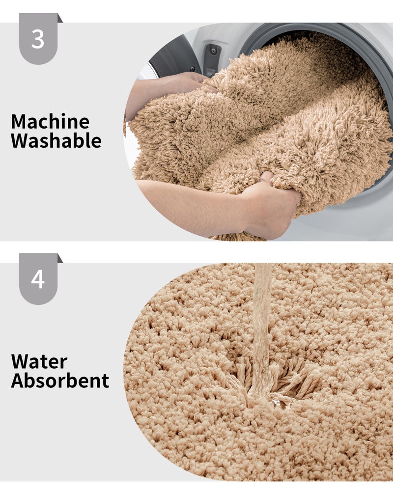 Disolla Small Bathroom Rug 17x24 Non Slip Beige Fluffy Bath Mat for Bathroom Floor Washable Plush Luxury Bath Rug for Tub Soft Shaggy Absorbent Shower Mat - Image 5