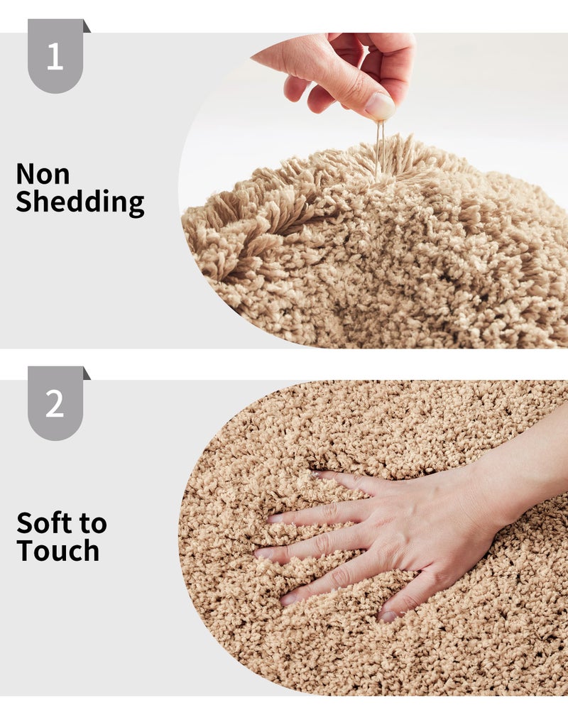 Disolla Small Bathroom Rug 17x24 Non Slip Beige Fluffy Bath Mat for Bathroom Floor Washable Plush Luxury Bath Rug for Tub Soft Shaggy Absorbent Shower Mat - Image 4