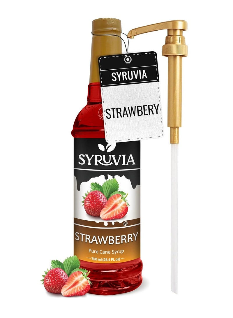 Syruvia Syruvia Strawberry Syrup – Strawberry Syrup Flavor, 750 ml  - Perfect for Cocktails, ice Tea, Desserts, Italian Sodas, Ice and More, Kosher and Gluten-Free With Syrup Pump  - Image 1