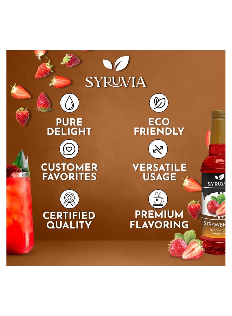Syruvia Syruvia Strawberry Syrup – Strawberry Syrup Flavor, 750 ml  - Perfect for Cocktails, ice Tea, Desserts, Italian Sodas, Ice and More, Kosher and Gluten-Free With Syrup Pump  - Image 5