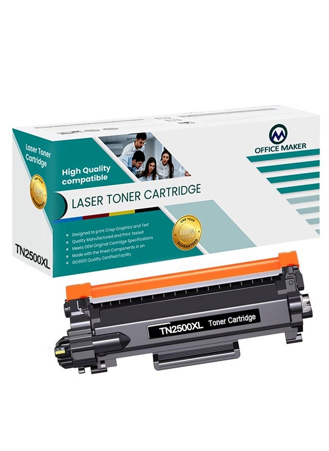 أوفيس ميكر Office Maker TN2500XL High Yield Black Ink Printer Compatible Toner Cartridge, Prints up to 3000 pages  - Image 1