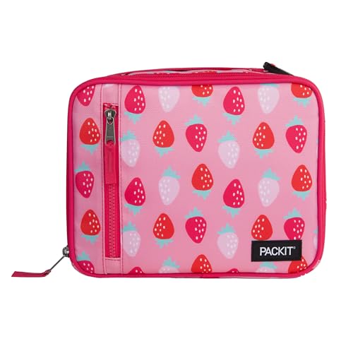 PackIt Freezable Classic Lunch Box, Sweet Strawberry, Built with ECOFREEZE Technology, Collapsible, Reusable, Zip Closure With Zip Front Pocket and Buckle Handle, Designed for Fresh Lunch On the Go - Image 5