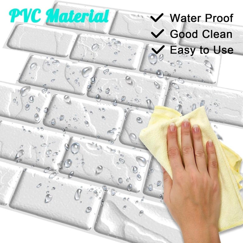 3D PVC White Brick Wall Panels, Waterproof, Easy Clean Decorative Wallpaper - Image 2