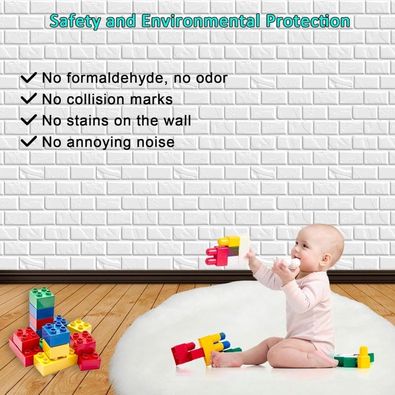 3D PVC White Brick Wall Panels, Waterproof, Easy Clean Decorative Wallpaper - Image 3