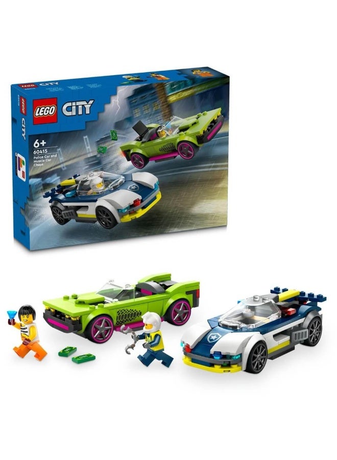 LEGO City Police Car & Muscle Car Chase 60415 Building Toy Set (213 Pieces) - Image 1