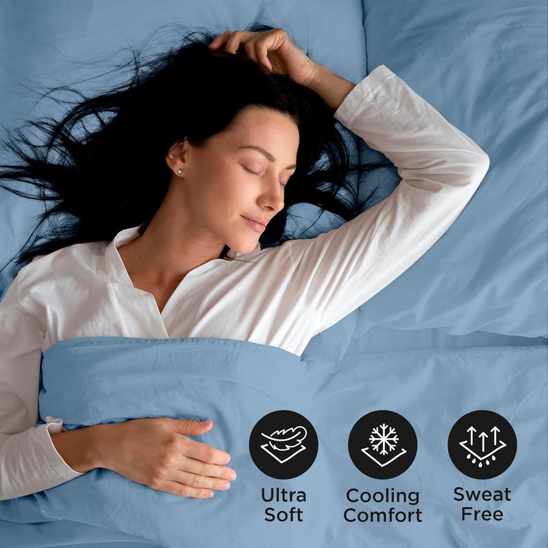 ROYALE LINENS رويال لينينز - طقم شراشف كاليفورنيا كينج 4 قطع - فراش مايكروفايبر ناعم 1800 - 1 شرشف مجهز، 1 شرشف مسطح، 2 كيس وسادة - طقم شراشف كال كينج مقاوم للتجعد والبهتان (كينجكال، أزرق بحيرة) - Image 4