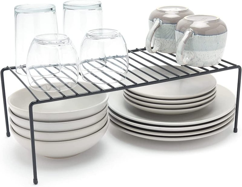 12FOR COLLECTION Black 3 pcs Stainless Steel Multipurpose Dish RackStorage Shelves for Kitchen CabinetsPlate StandUtensil Rack Silver Chrome Finish Black Set of 3 PCS - Image 3