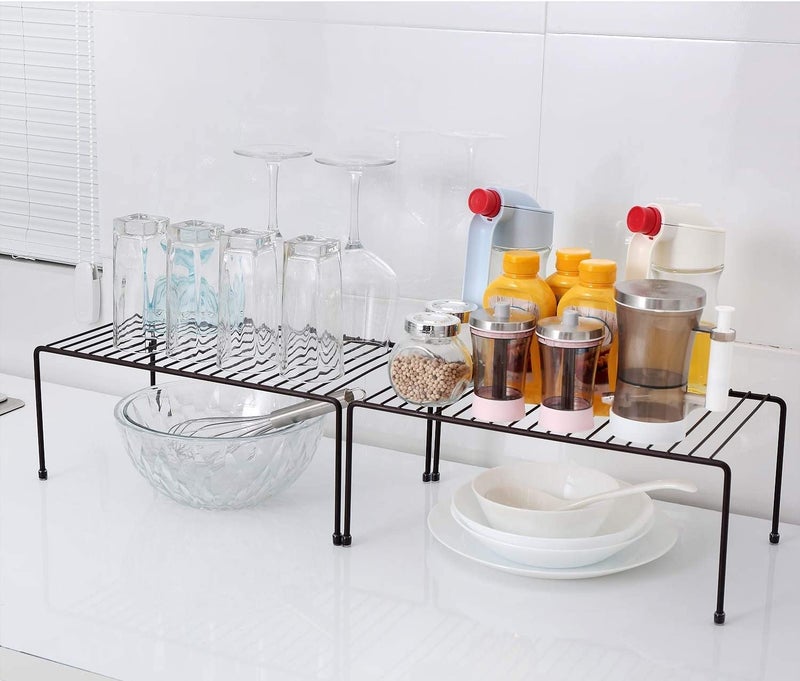 12FOR COLLECTION Black 3 pcs Stainless Steel Multipurpose Dish RackStorage Shelves for Kitchen CabinetsPlate StandUtensil Rack Silver Chrome Finish Black Set of 3 PCS - Image 5