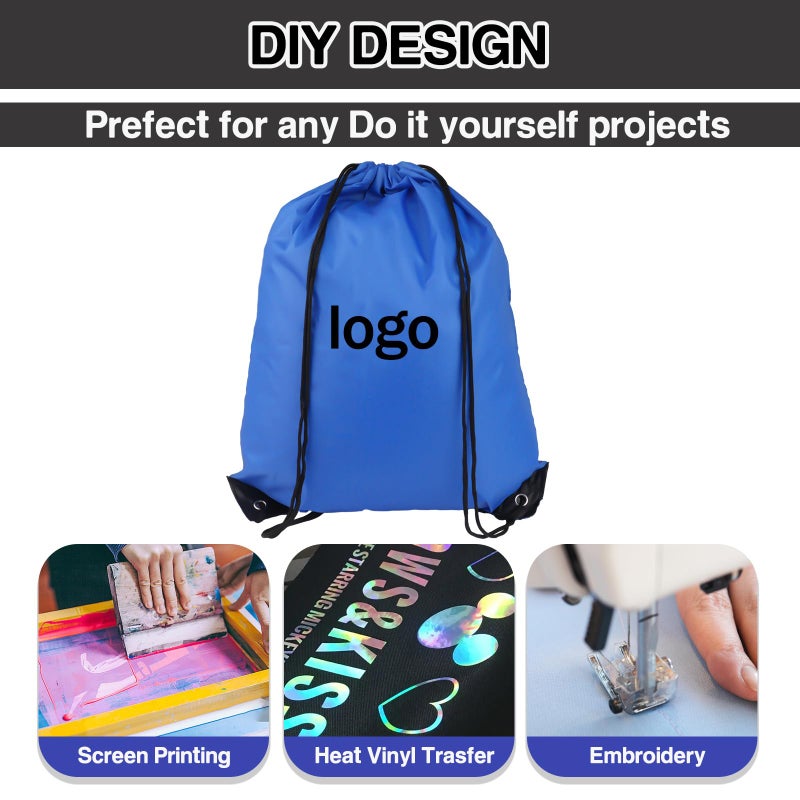 Coidea Drawstring Backpack 6Pcs Drawstring Gym Bags Black Draw String Bags Backpack for Sports, Gym, Travel, Swimming, Beach (6 Colors) - Image 4