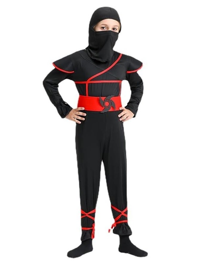 Halamodo Kids' Samurai Ninja Costume Set M – Adjustable Martial Arts Outfit with Headband & Training Gear For Halloween Cosplay, Stage Performances & Anime-Themed Events - Image 4
