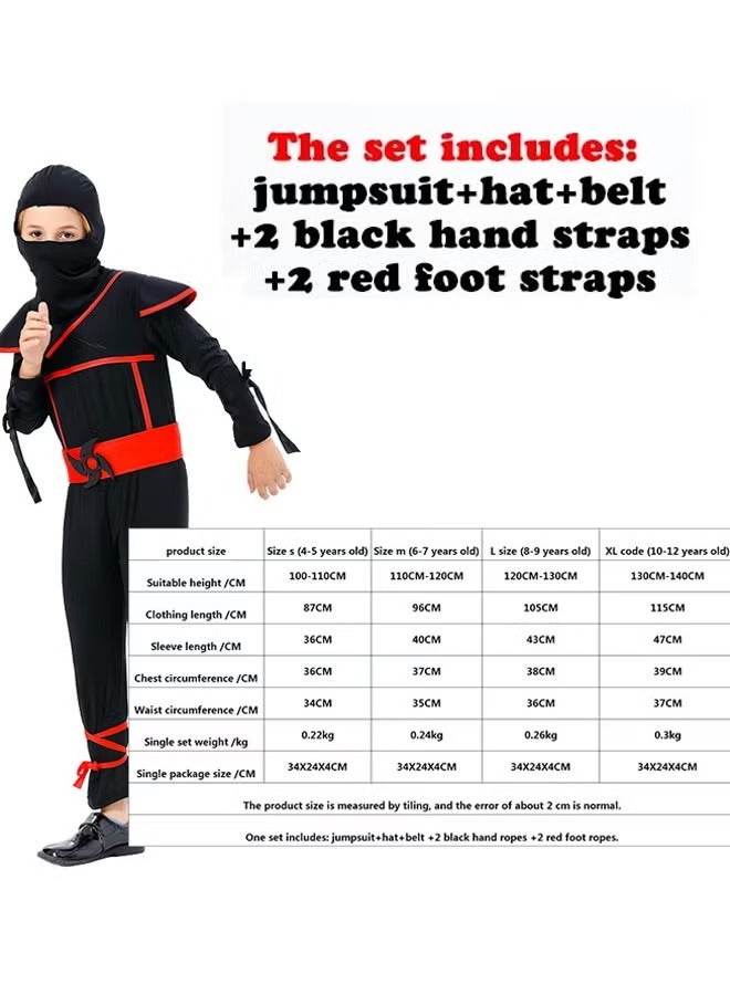 Halamodo Kids' Samurai Ninja Costume Set M – Adjustable Martial Arts Outfit with Headband & Training Gear For Halloween Cosplay, Stage Performances & Anime-Themed Events - Image 5