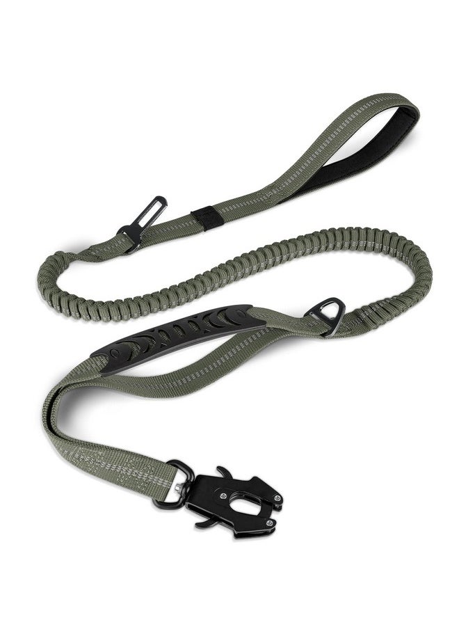 Joytale - Joytale Tactical Dog Leash Heavy Duty,4-6FT Shock Absorbing Bungee Dog Leash with 2 Padded Handle,Metal Carabiner Clip,Car Seatbelt,Strong No Pull Dog Leash for Medium Large X-Large Dogs,Army Green - Image 1