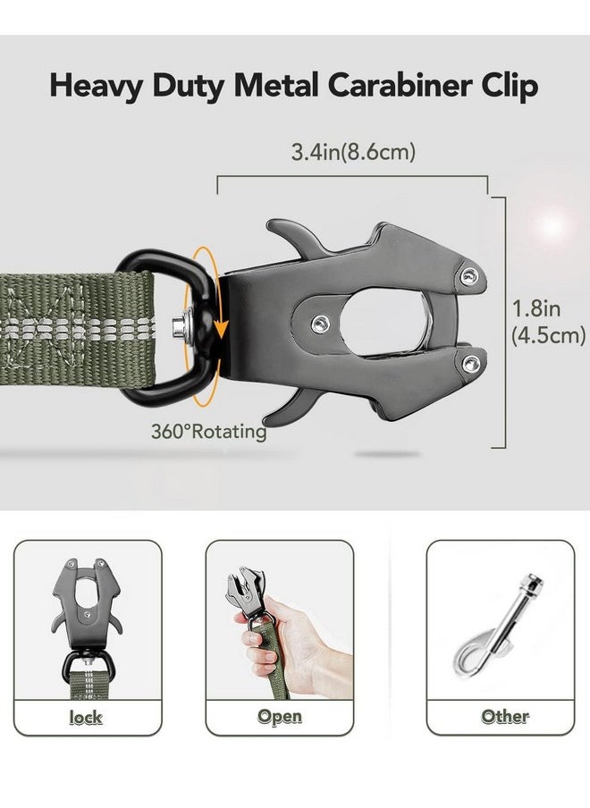 Joytale - Joytale Tactical Dog Leash Heavy Duty,4-6FT Shock Absorbing Bungee Dog Leash with 2 Padded Handle,Metal Carabiner Clip,Car Seatbelt,Strong No Pull Dog Leash for Medium Large X-Large Dogs,Army Green - Image 1
