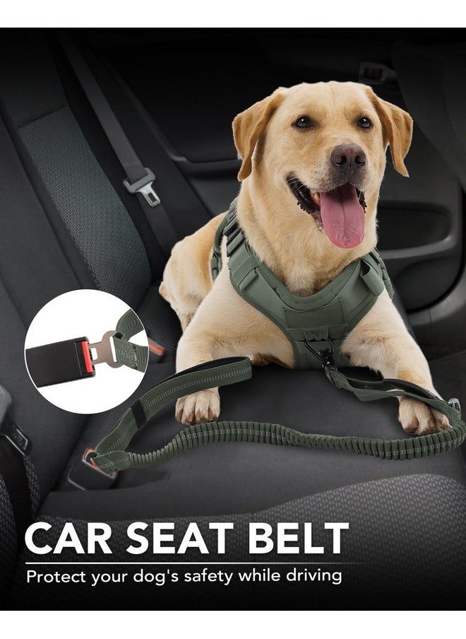 Joytale - Joytale Tactical Dog Leash Heavy Duty,4-6FT Shock Absorbing Bungee Dog Leash with 2 Padded Handle,Metal Carabiner Clip,Car Seatbelt,Strong No Pull Dog Leash for Medium Large X-Large Dogs,Army Green - Image 1