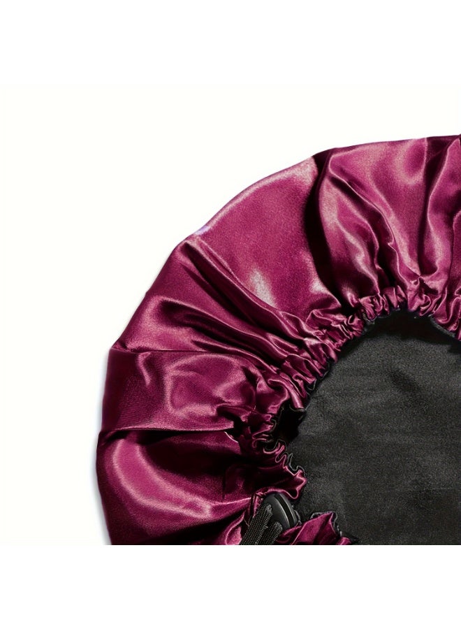 1pcs Adjustable Dual-Sided Satin Bonnet, Women's Shower Cap、Nightcap ,with Elastic Band,Machine Washable, Adjustable Size Reusable  - Image 4
