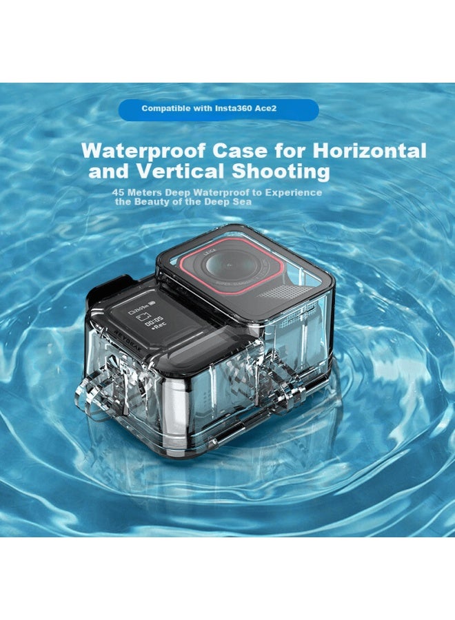 Reygeak Waterproof Case For Insta360 Ace Pro 2 Action Camera, 45m Diving Housing, Underwater Swimming Outdoor Rain Riding Protective Shell