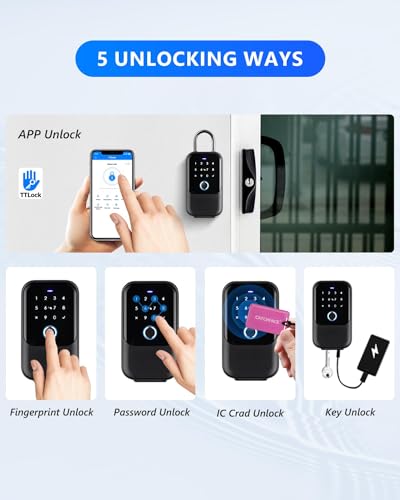 CATCHFACE [New]Smart Lock Box,CATCHFACE Wireless Smart Key Lockbox Electronic LockBox Key Lock Box App Control,Share eKey,Wall Mount & Door Handle,Home/Office/Warehouse/Realtor - Image 2