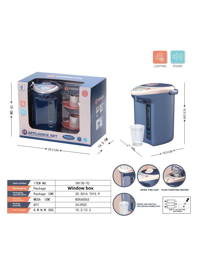 Children's Home Simulation Big Appliance Water Dispenser Big Coffee Machine Juicer Electric Music Lighting Toy-Color:Blue Simulation Water Dispenser (window Box With 2 Coffee Cups) - Image 1