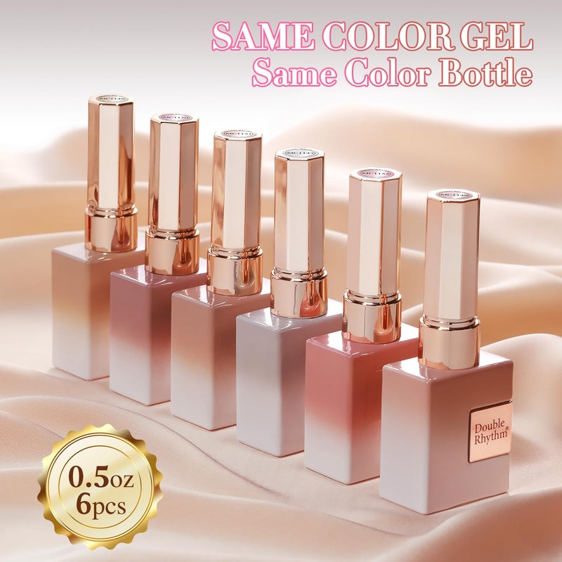 Double Rhythm Cat Eye Gel Nail Polish Set of 6 Same Color Same Bottle 0.5 Oz Shimmer Glitter with Magnet Holographic Reflective Magnetic UV Nail Polish Kit at Home (Silver Nude Pink-T6-27) - Image 3