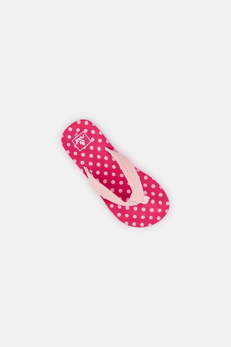 Reef Kids Girl Polka Dots Slip On Slippers, Pink - Image 3