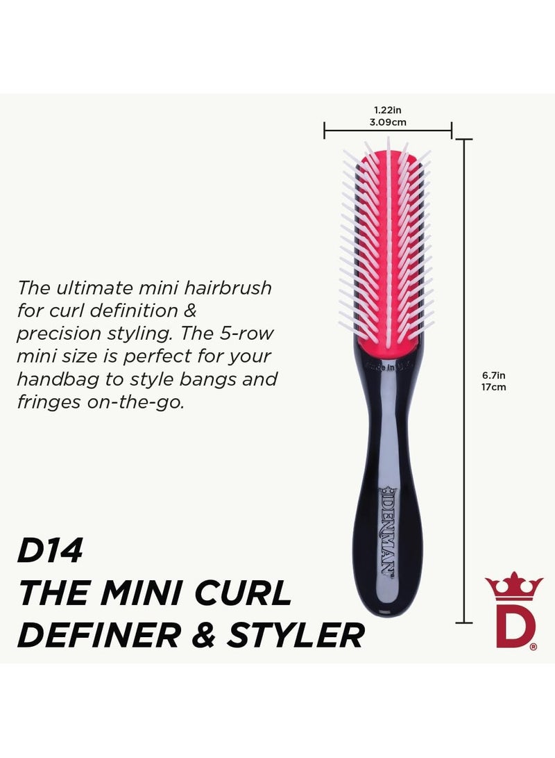 DENMAN Denman Classic Styling Brush 5 Row D14 – Hair Brush for Separating, Shaping & Defining Curls - Blow-Drying, Styling & Detangling Brush – Black - Image 2