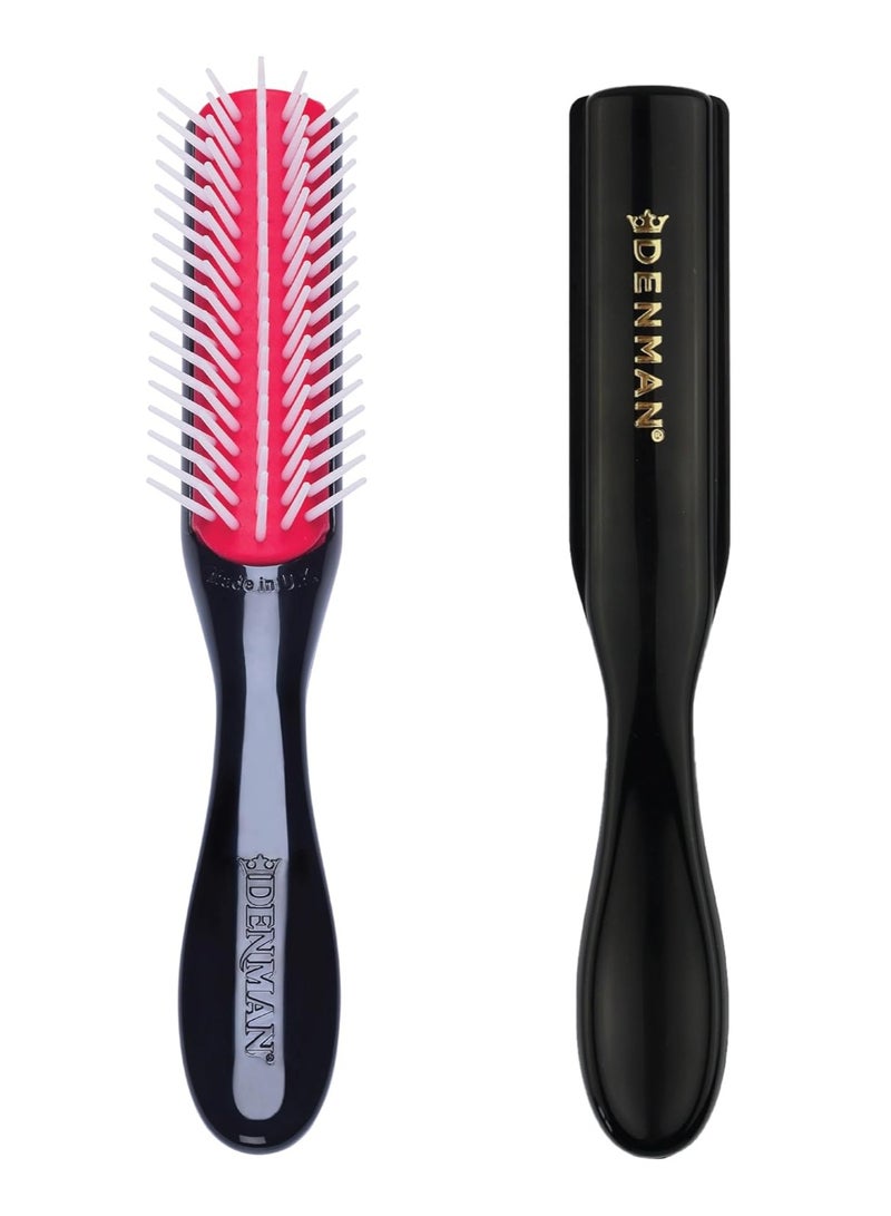 DENMAN Denman Classic Styling Brush 5 Row D14 – Hair Brush for Separating, Shaping & Defining Curls - Blow-Drying, Styling & Detangling Brush – Black - Image 1