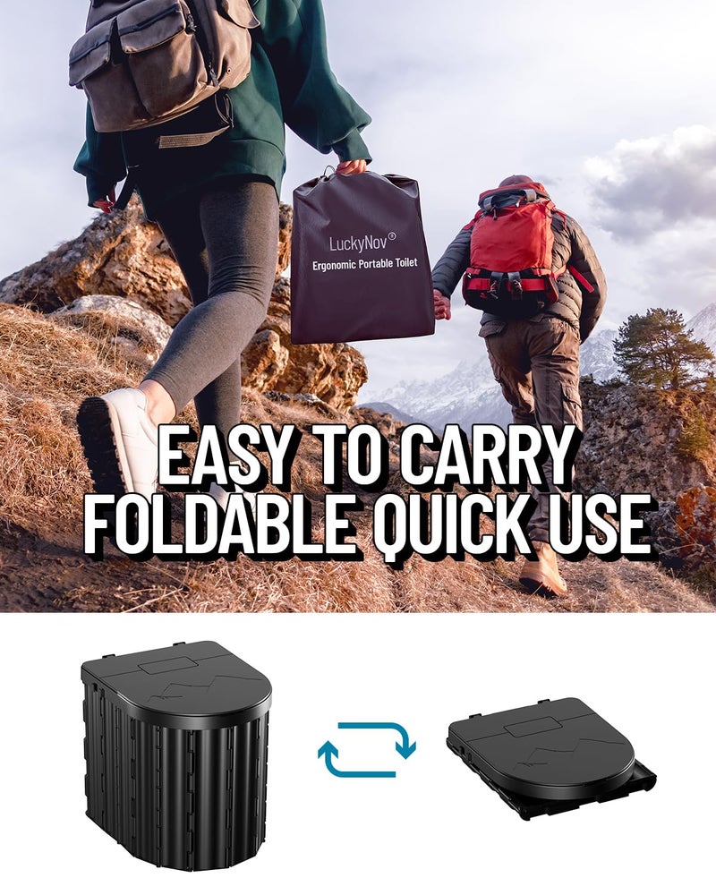 LuckyNov Portable Toilet with Urine Gel & Leak-Proof Bags – Odorless Camping Toilet for Adults & Kids, Outdoor Travel Potty with Ergonomic Design - Image 4