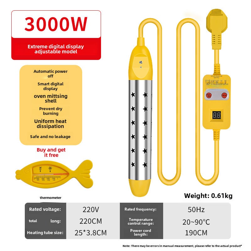 Quick Heat Electric Water Heating Rod 3000w Extreme Anti-dry Burn (Digital Display Adjustable Temperature)