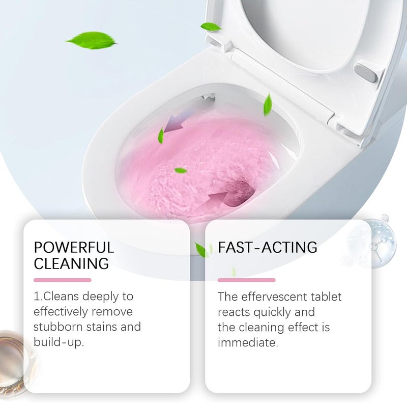 YOOJ® 12 Pcs Toilet Bowl Cleaner Tablets, Automatic Toilet Cleaning Chlorine Tablets for Deodorizing, Descaling, Against Tough Stains, Pink Household Toilets Tank Cleaner - Image 2