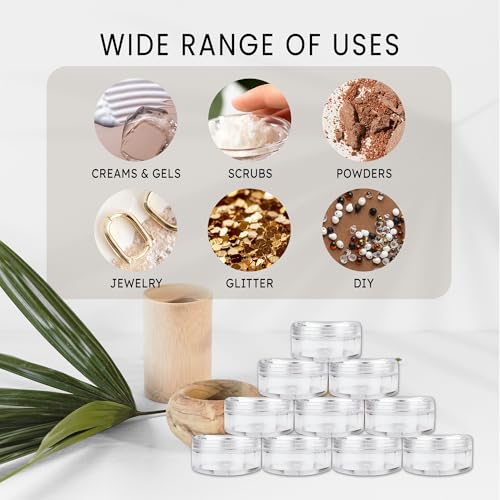 Pana 50 New Empty 5 Grams Acrylic Clear Round Jars - BPA Free Containers for Cosmetic, Lotion, Cream, Makeup, Bead, Eye shadow, Rhinestone, Samples, Pot, 5g/5ml (Clear Lid (50 Jars) - Image 4