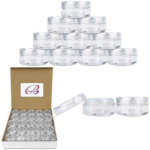 Pana 50 New Empty 5 Grams Acrylic Clear Round Jars - BPA Free Containers for Cosmetic, Lotion, Cream, Makeup, Bead, Eye shadow, Rhinestone, Samples, Pot, 5g/5ml (Clear Lid (50 Jars) - Image 1