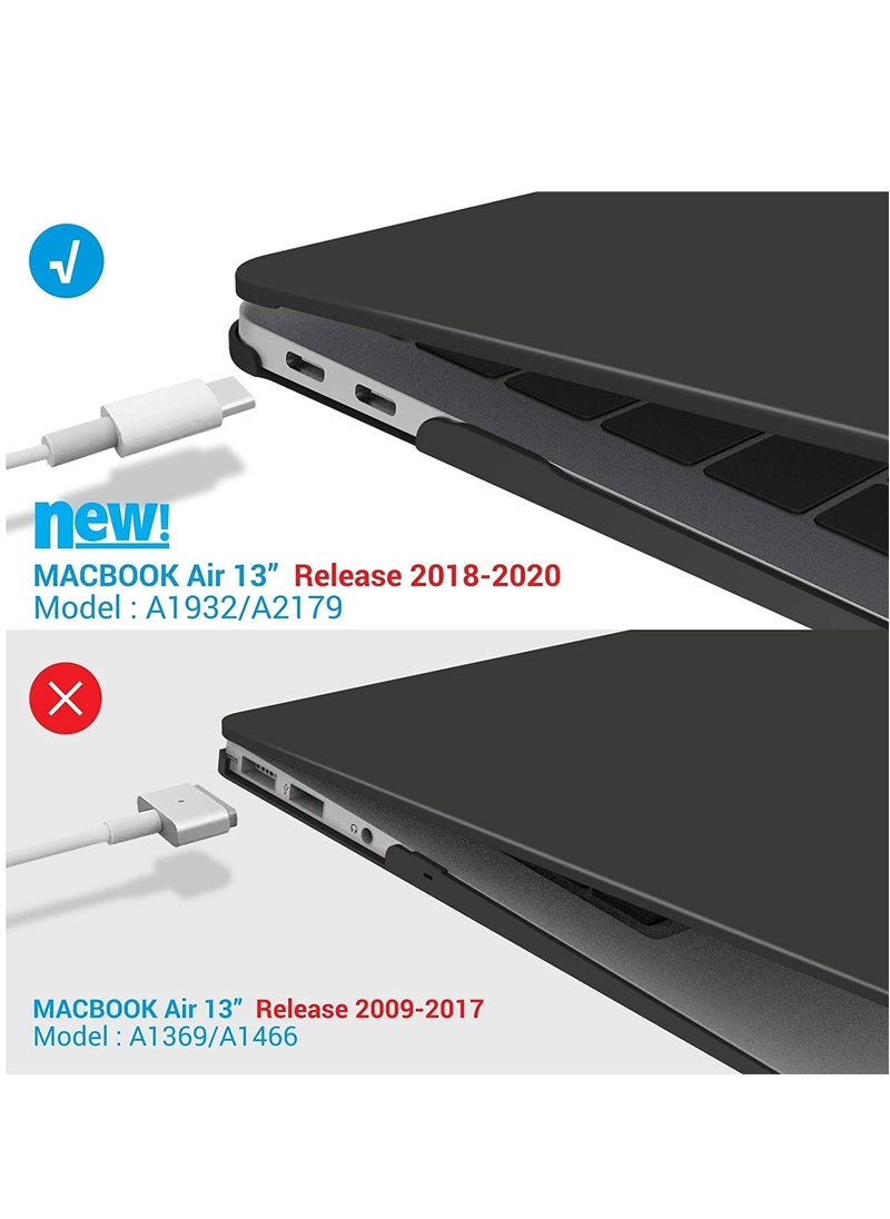Generic - Hard Case for 2021/2020/2019/2018 Mac Air 13in with Retina Touch ID Version Model A1932/M1 A2337/A2179 (Black) - Image 1