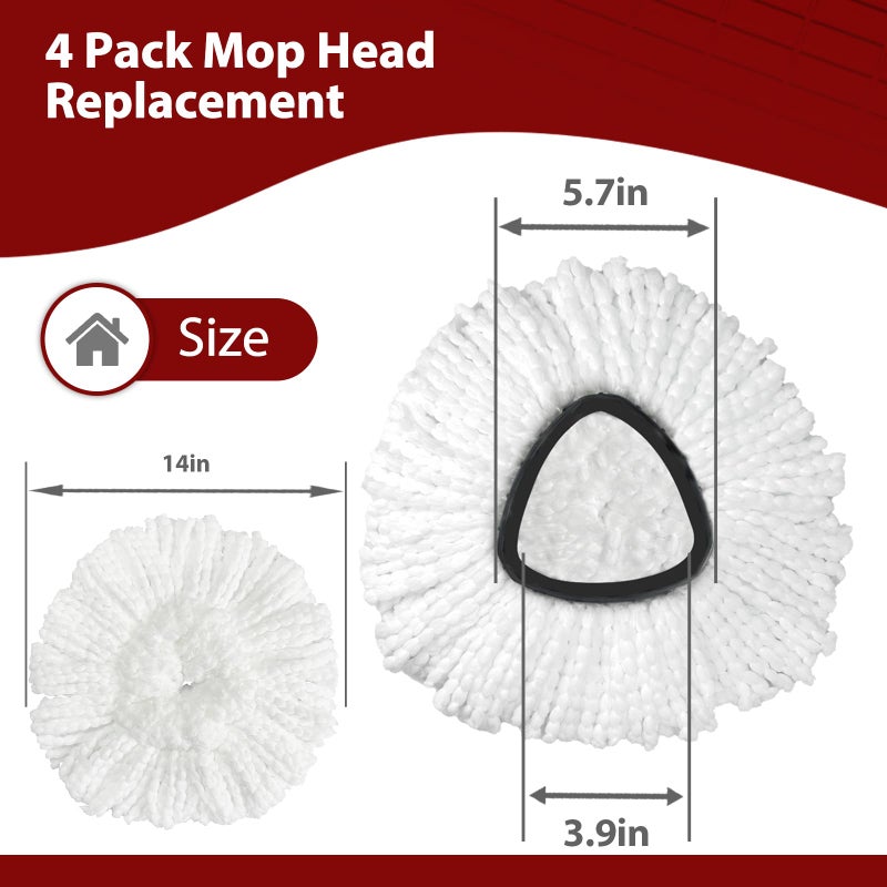 Nuorest Mop Head Replacement, 4 Pack Spin Mop Refill Replace Head Compatible for Oceda EasyWring 1-Tank System, Microfiber Machine Washable, Not Easy to Dislodge - Image 3
