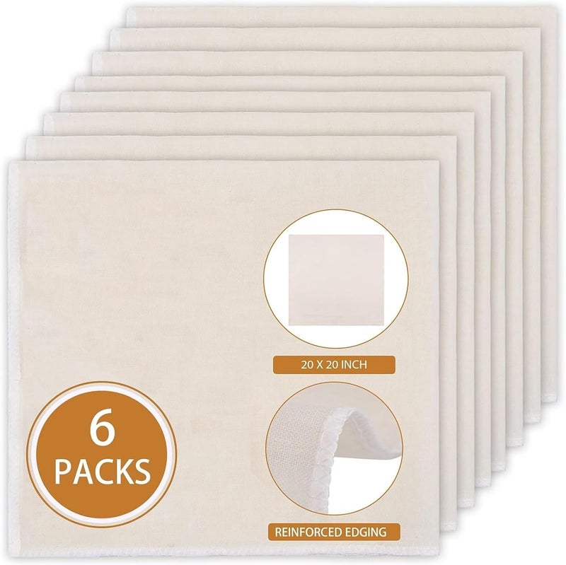 Cheese Cloth for Straining, 6 pcs Reusable Hemmed Cheesecloth 20 x 20 Inches for Straining, Filtering, Canning, Covering, Polishing and Decoration - Image 1