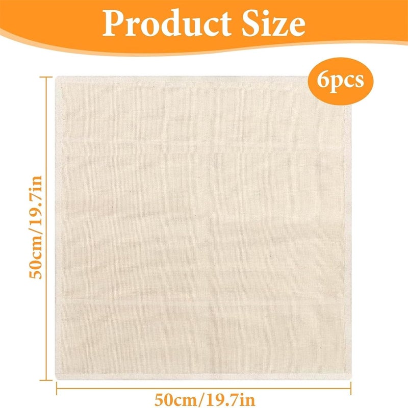 Cheese Cloth for Straining, 6 pcs Reusable Hemmed Cheesecloth 20 x 20 Inches for Straining, Filtering, Canning, Covering, Polishing and Decoration - Image 2