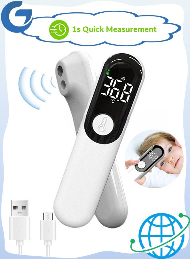 أولو مقياس الحرارة الأمامي غير اللامس، وضع كتم قابل لإعادة الشحن مقياس حرارة الأشعة تحت الحمراء، فحص سريع ودقيق للحمى للبالغين والأطفال - Image 1