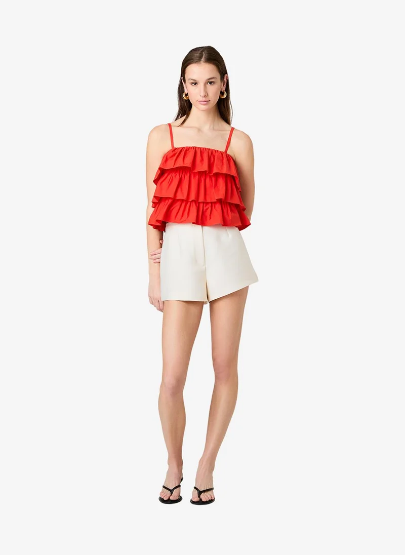 فرنش كونكشن Women's Candied Red Aimee Cotton Strapless Top