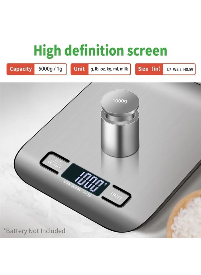 Precision Digital Kitchen Scale 10kg Silvery Black Compact Design LCD Display High Accuracy Multi Unit Measurements Peeling Function Battery Powered Durable Plastic Construction For Home Professional Food Weighing - Image 3