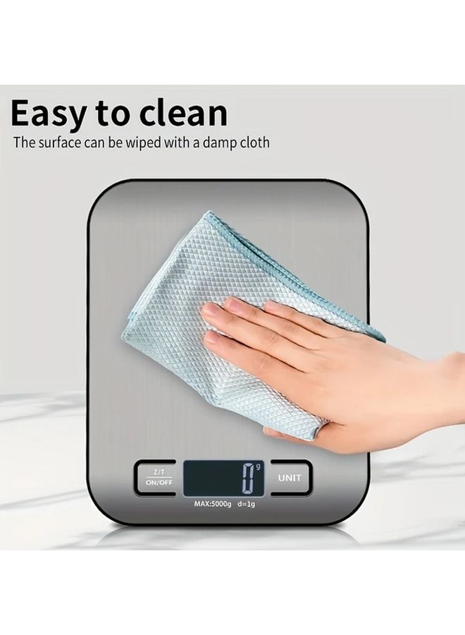 Precision Digital Kitchen Scale 10kg Silvery Black Compact Design LCD Display High Accuracy Multi Unit Measurements Peeling Function Battery Powered Durable Plastic Construction For Home Professional Food Weighing - Image 4
