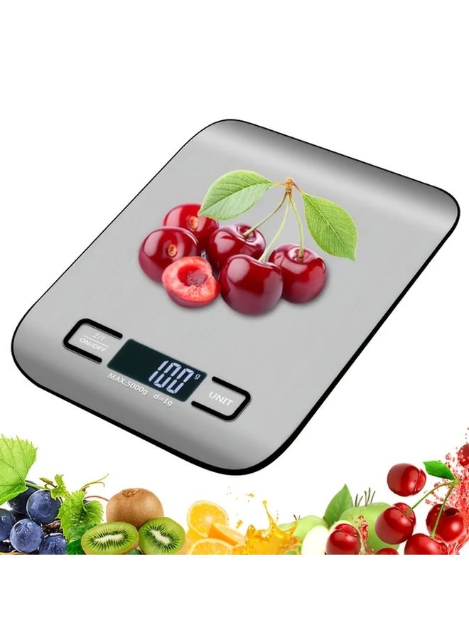 Precision Digital Kitchen Scale 10kg Silvery Black Compact Design LCD Display High Accuracy Multi Unit Measurements Peeling Function Battery Powered Durable Plastic Construction For Home Professional Food Weighing - Image 1