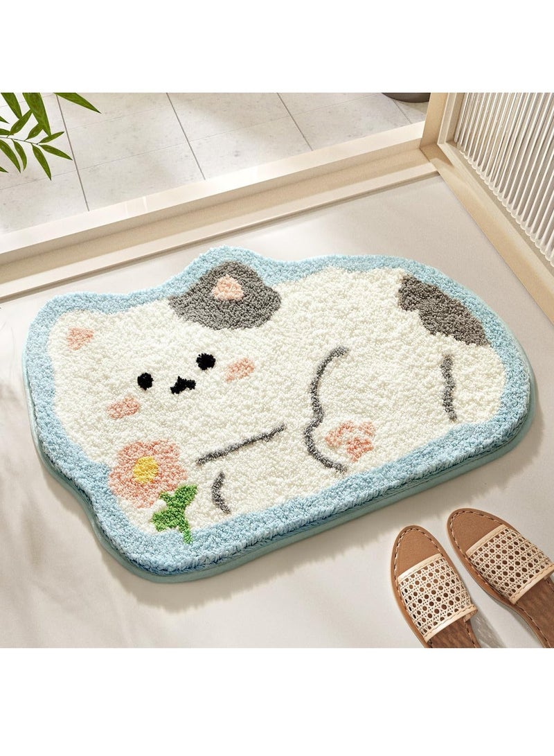 Cartoon Animal Bathroom Rug Thick Plush Bath Mat Microfiber Area Quick Dry Door Anti Slip Washable Shower 19x27 Inches Cat  - Image 1