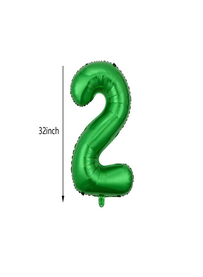 DYT 5Pcs Tractor Foil Balloons Green Tractor Birthday Number 2 Mylar Foil Balloon Farm for 2nd Birthday Party Decorations - Image 2