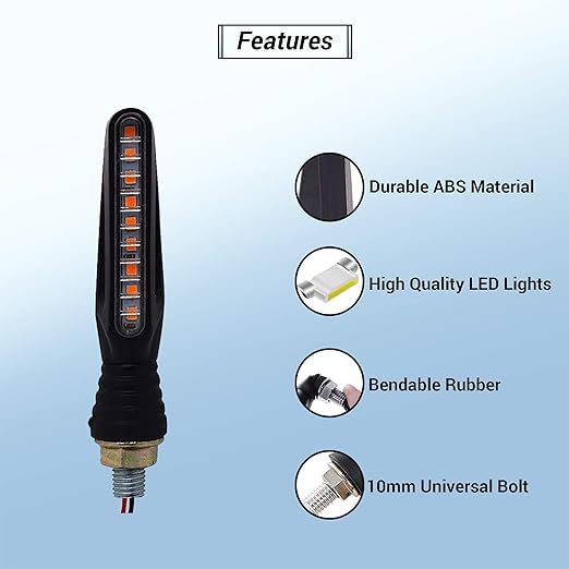 VTRUST Original Waterproof SMD KTM Style Indicators, 9 LED High Bright, Universal for All Bikes Models, Turn Signal Lights, Motorcycle, Amber, Pack of 4 - Image 5